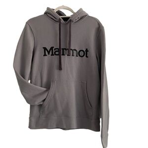 Unisex Marmot grey pullover hoodie size Small